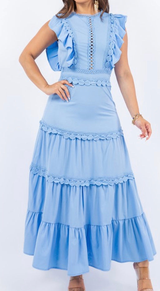 GG-Light Blue Sleeveless Maxi Dress