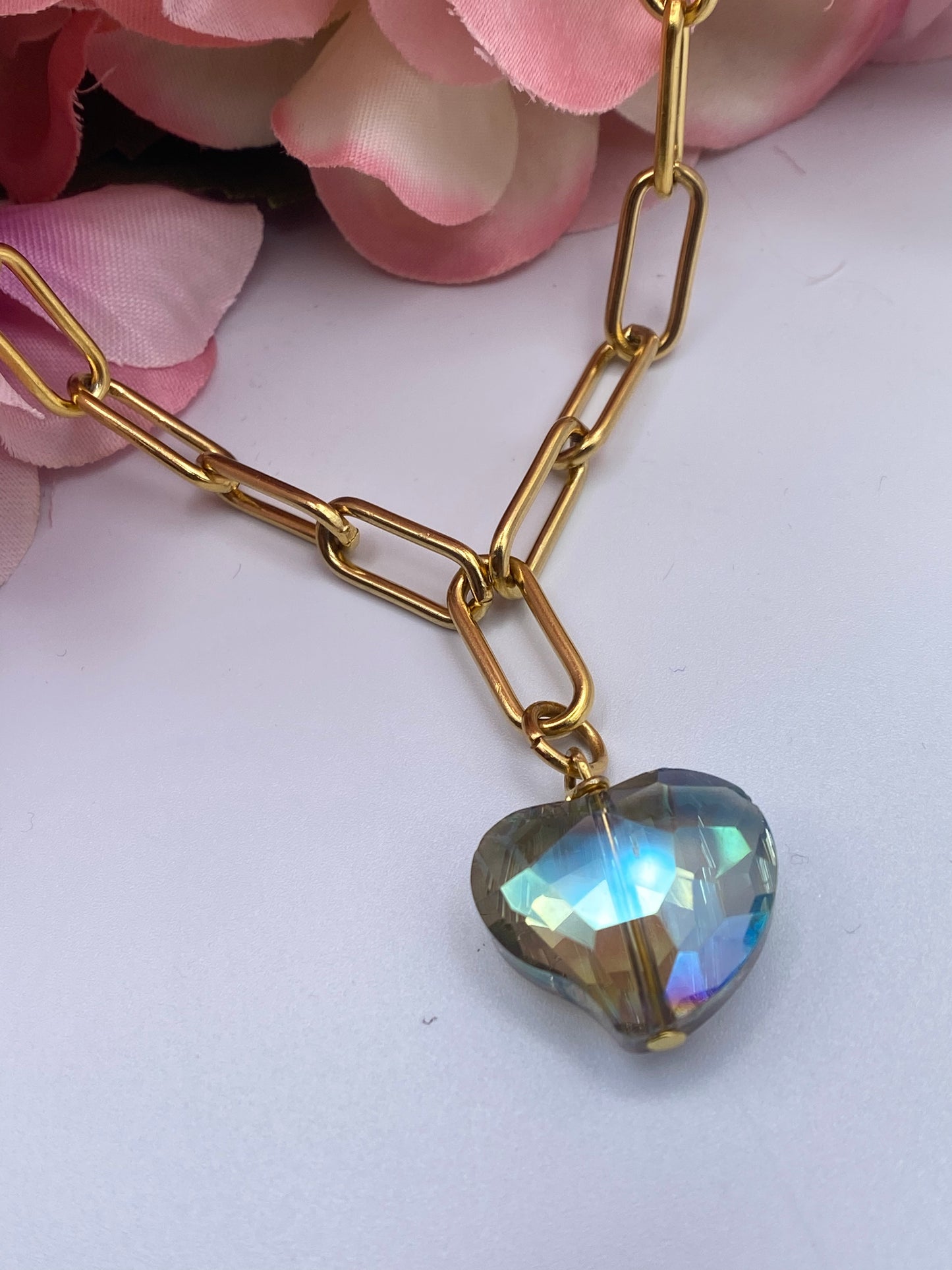N38-CHOKER NECKLACE - Crystal Electroplate Heart