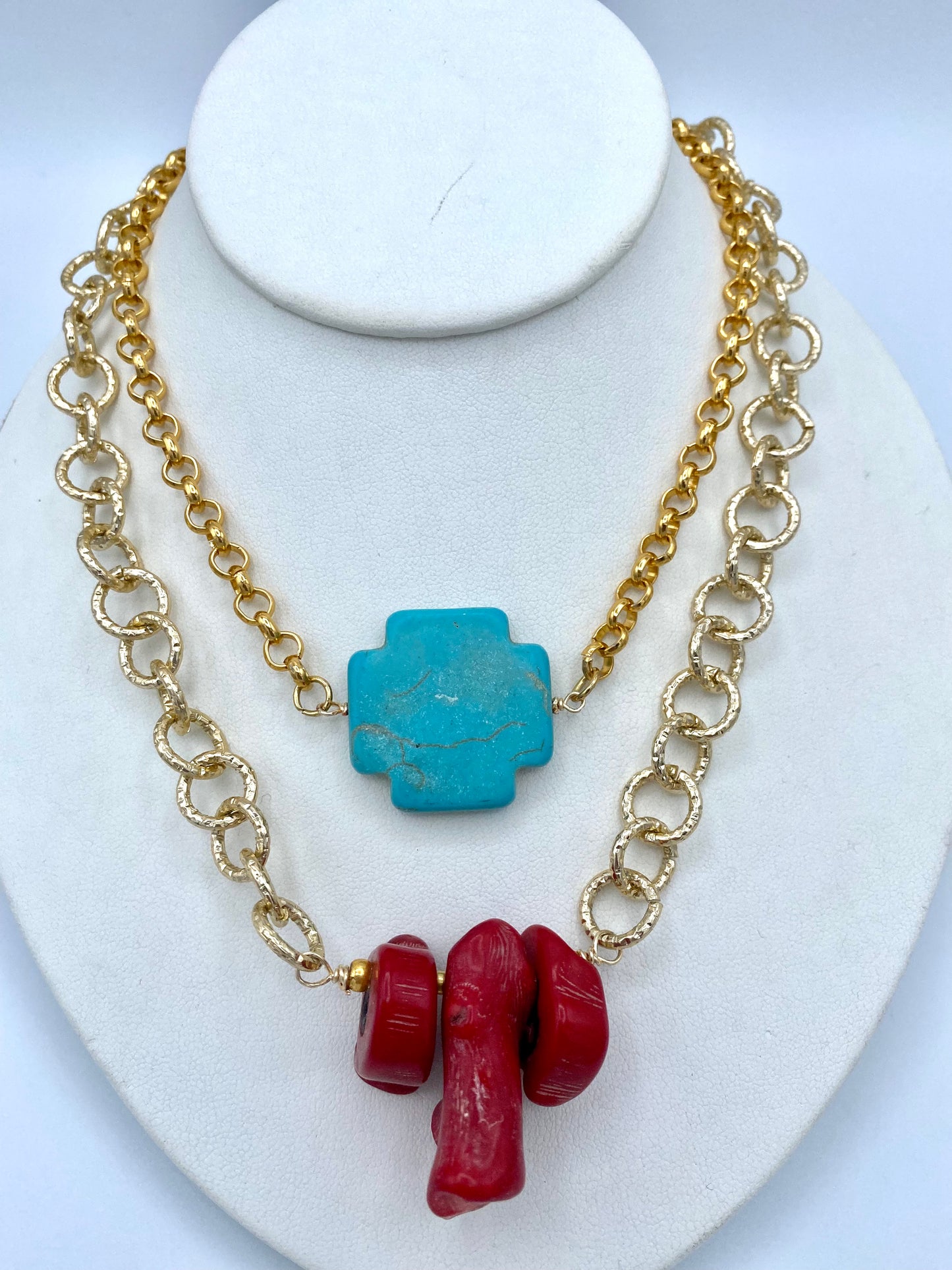 N06-CHOKER NECKLACE - CROSS TURQUOISE