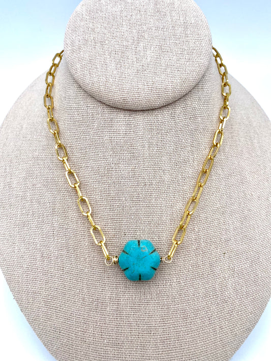 N26-CHOKER NECKLACE - TURQUOISE Flower
